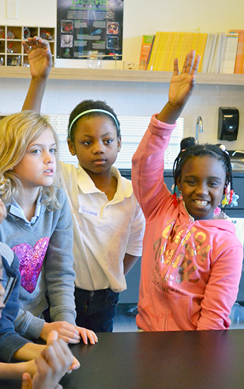 BTW third graders are eager to give input during one of the NanoSTRuCT sessions.