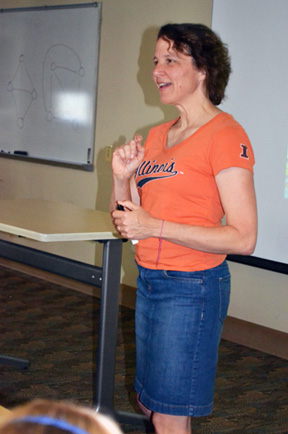 Cinda Heeren discusses some mathematical principles during one session of the camp